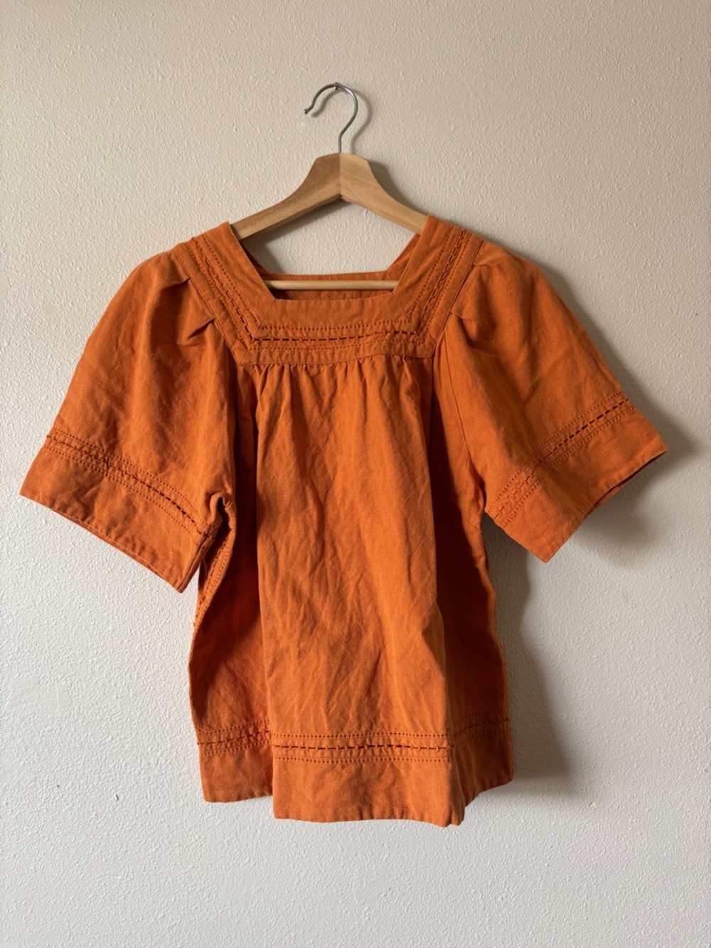 Sea New York Orange Cotton Linen Blouse Size 2